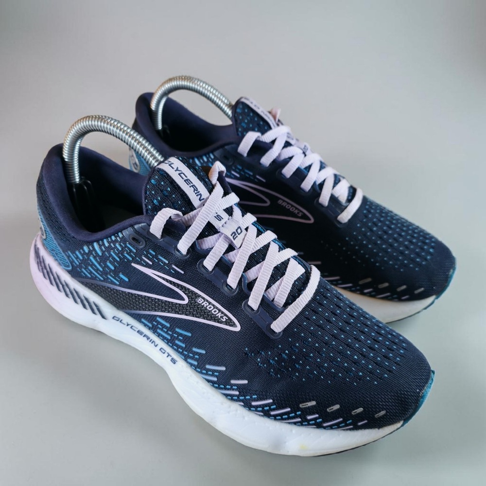Brooks Glycerin GTS 20 Shoes Women's 9 B Blue Low Top Running Athletic Sneakers